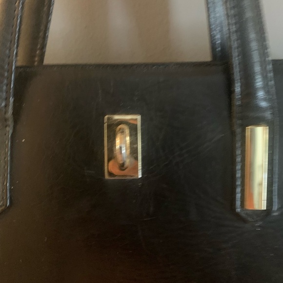 Genuine leather top handle structured bag Black Leather Handbag - Picture 2 of 7